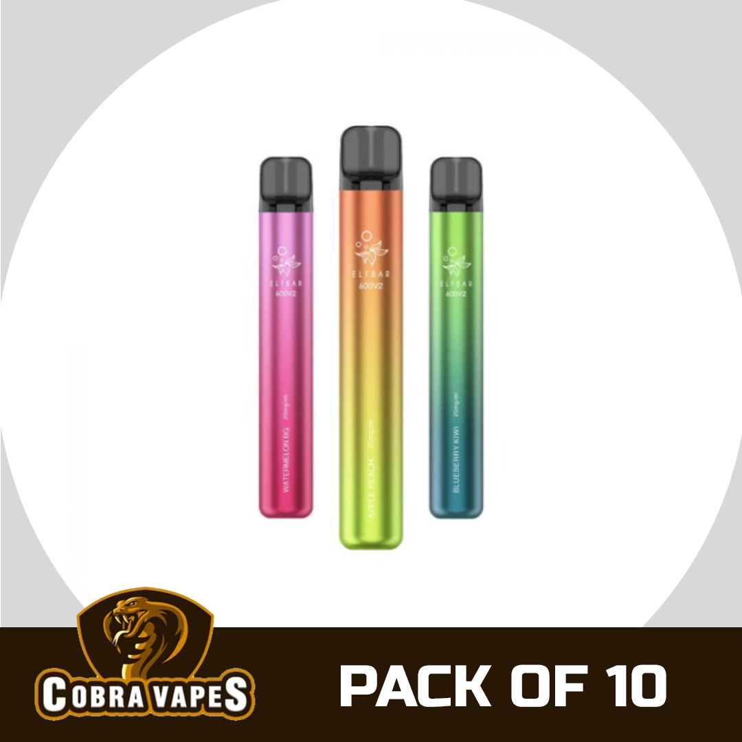 Elf Bar V2 600 Puffs Disposable Vape Pack of 10