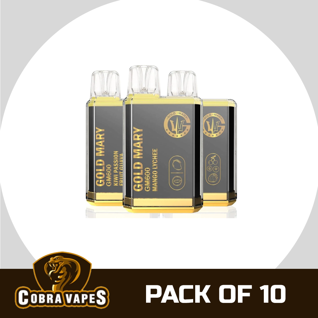 Gold Mary GM600 Disposable Vape Puff Bar Pod Kit Box of 10