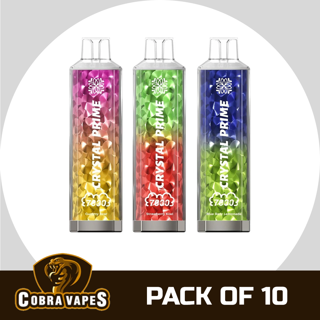 Zero Nicotine Crystal Prime 3D 7000 Disposable Vape Puff Bar - Pack of 10