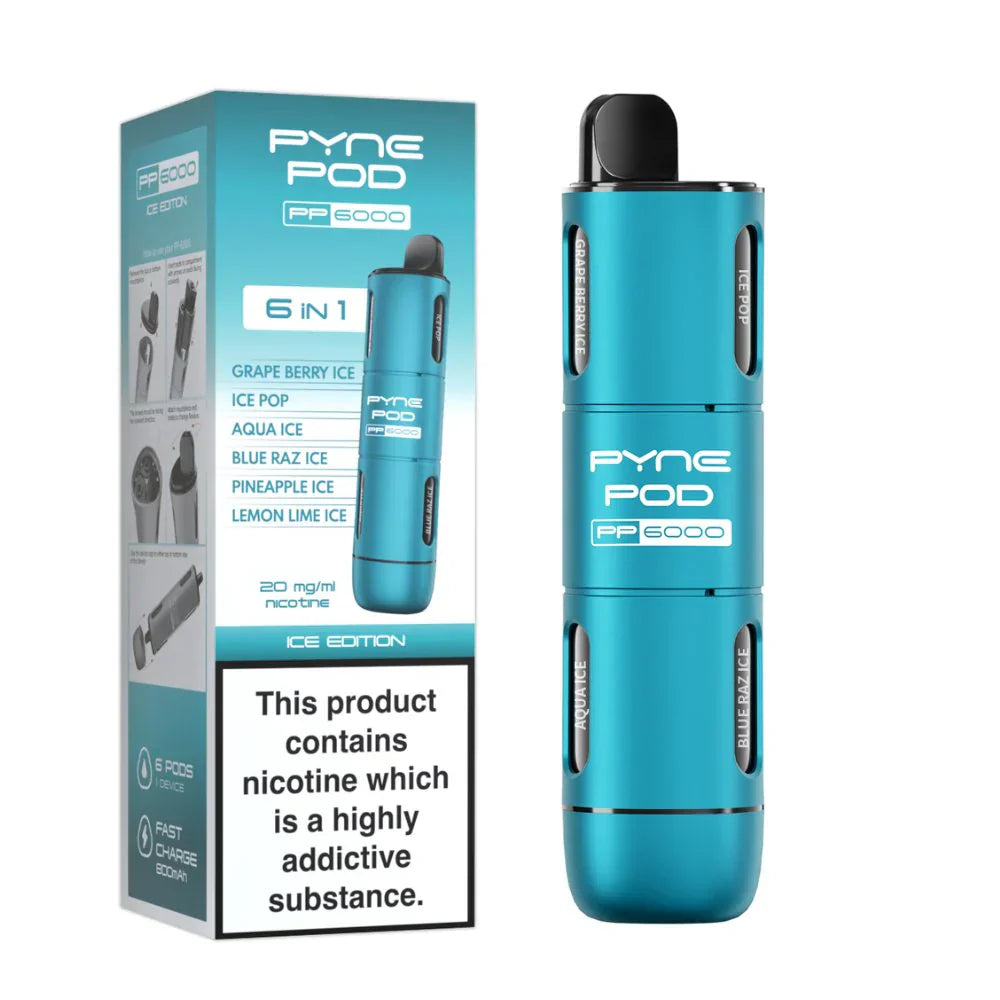 6 In 1 Pyne Pod PP6000 Disposable Vape (Box of 5)