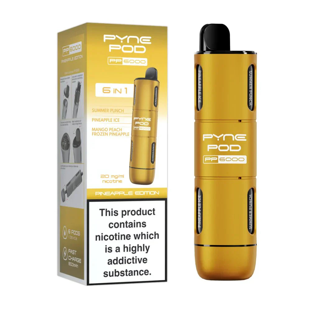 6 In 1 Pyne Pod PP6000 Disposable Vape (Box of 5)