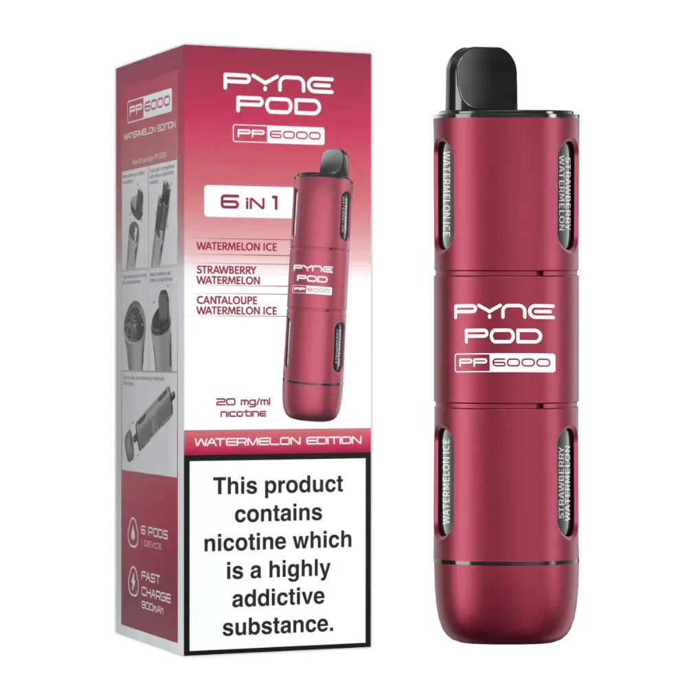 6 In 1 Pyne Pod PP6000 Disposable Vape (Box of 5)