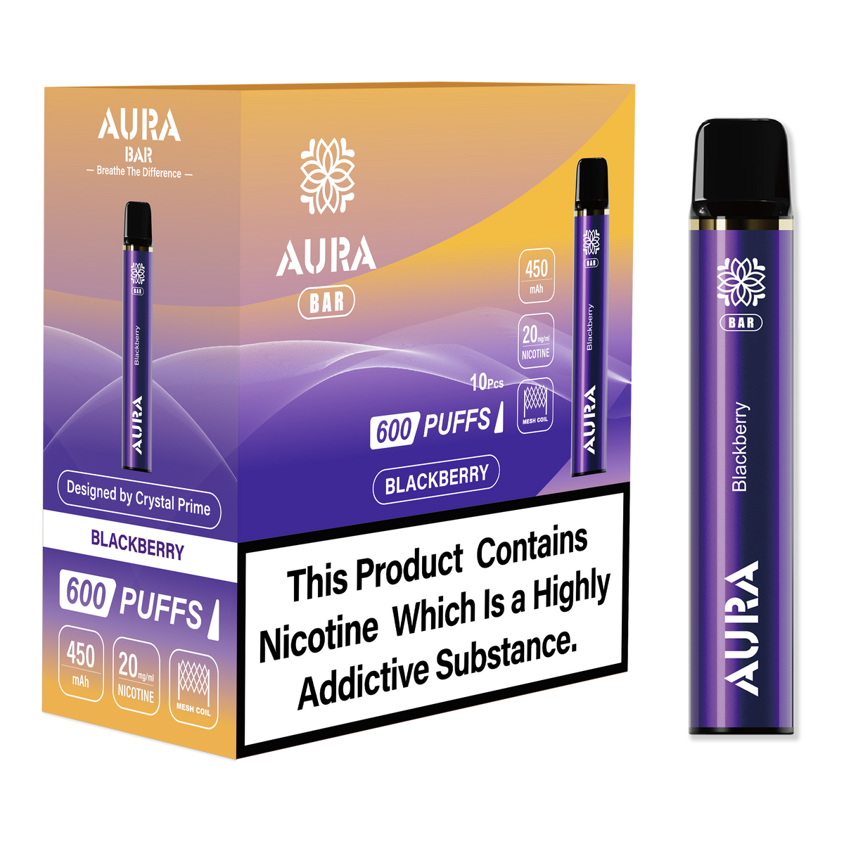 Aura Bar 600 Puffs Disposbale Vape (Pack of 10)