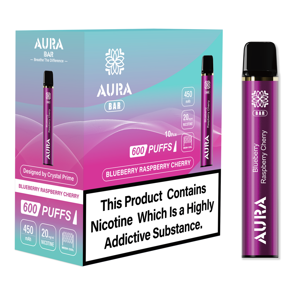 Aura Bar 600 Puffs Disposbale Vape (Pack of 10)