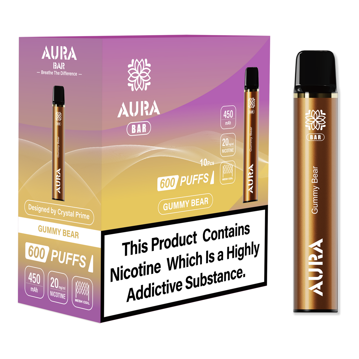 Aura Bar 600 Puffs Disposbale Vape (Pack of 10)