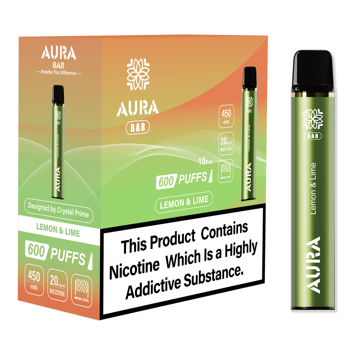 Aura Bar 600 Puffs Disposbale Vape (Pack of 10)