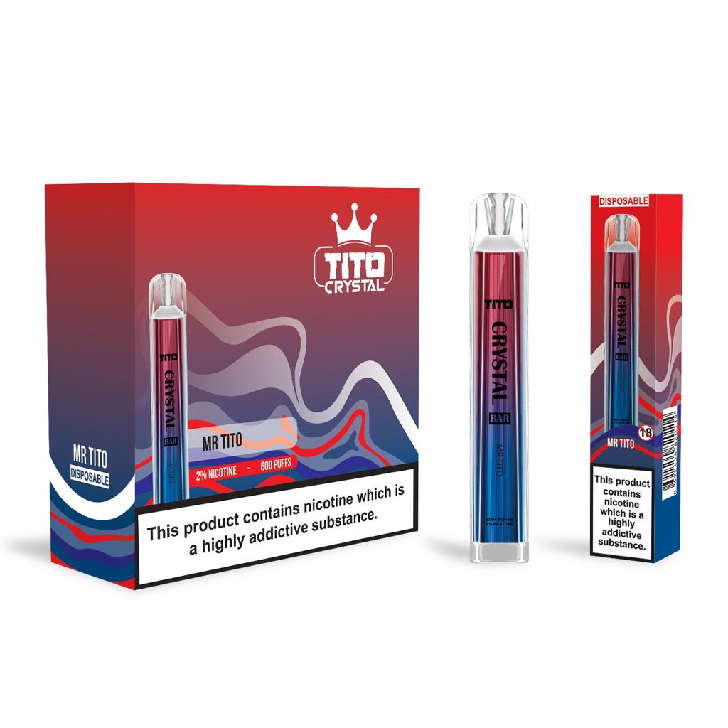 Tito Crystal Bar Vape Pen 600 Puffs Disposable Vape (Pack of 10)