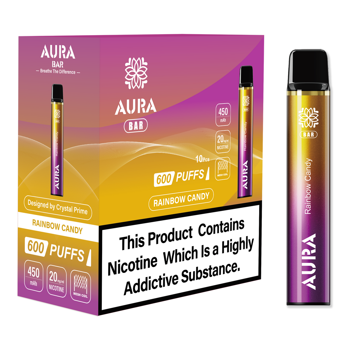 Aura Bar 600 Puffs Disposbale Vape (Pack of 10)