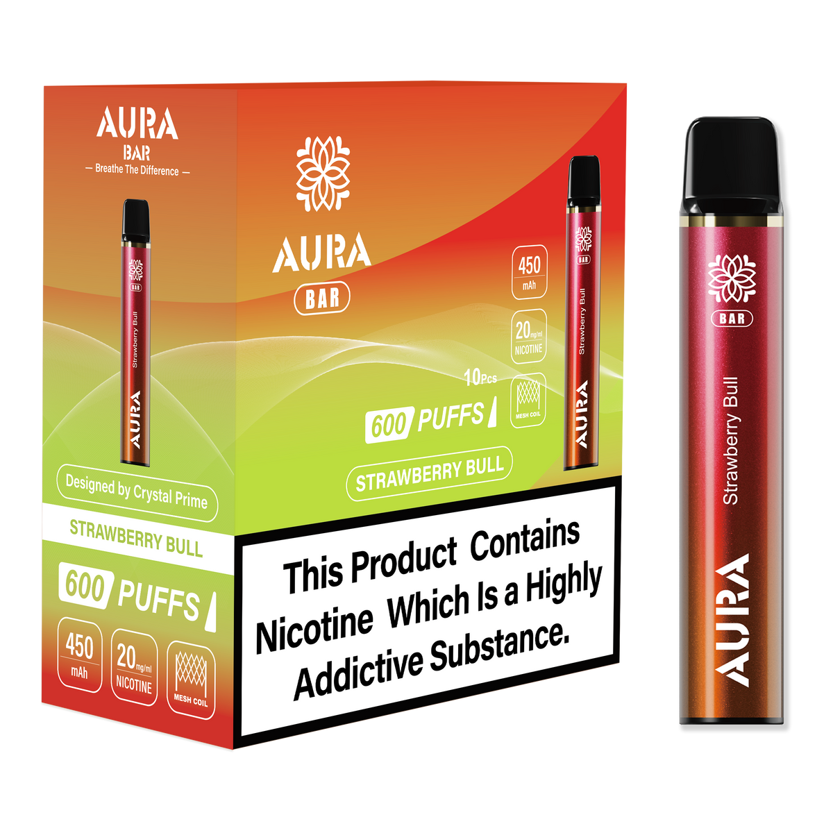 Aura Bar 600 Puffs Disposbale Vape (Pack of 10)