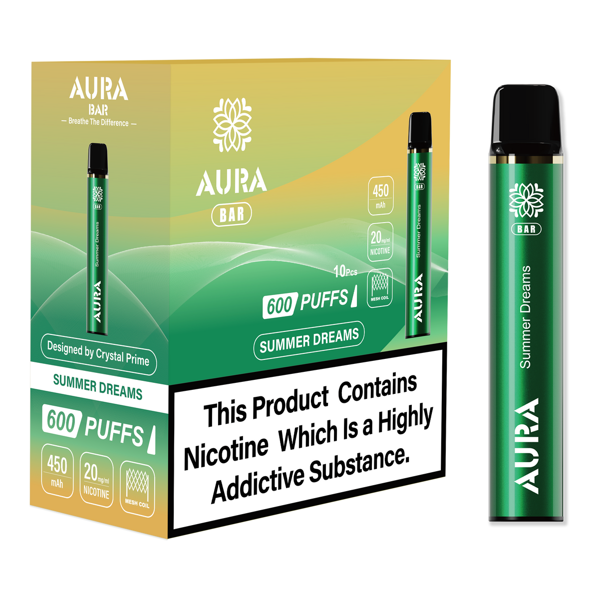 Aura Bar 600 Puffs Disposbale Vape (Pack of 10)