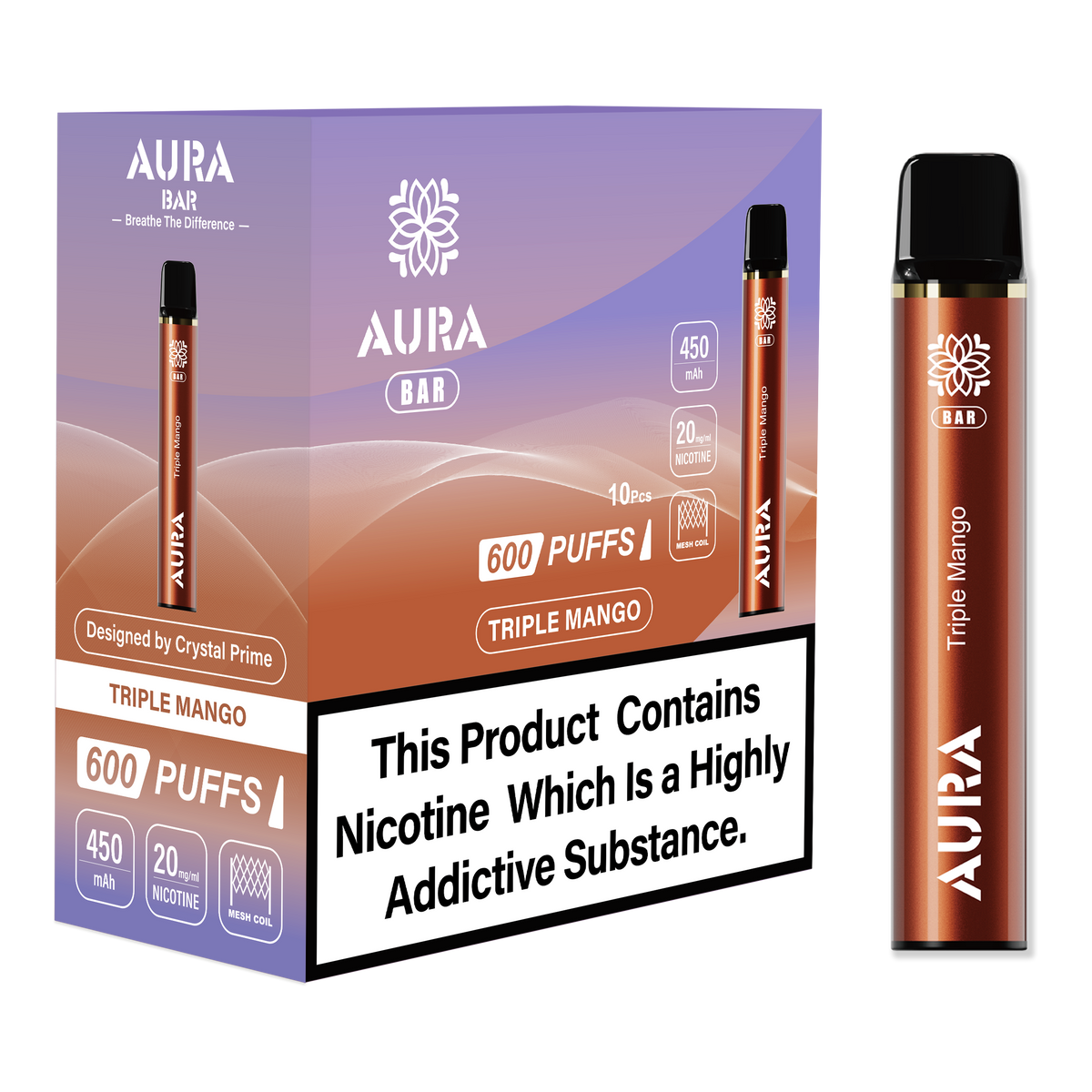 Aura Bar 600 Puffs Disposbale Vape (Pack of 10)