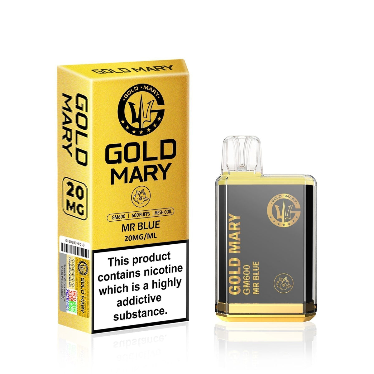 Gold Mary GM600 Disposable Vape Puff Bar Pod Kit Box of 10 - cobravapes