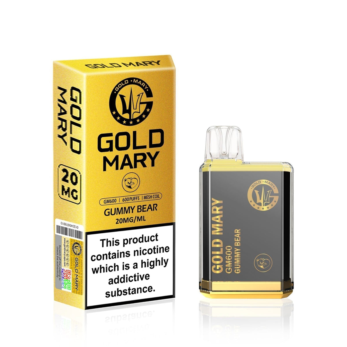 Gold Mary GM600 Disposable Vape Puff Bar Pod Kit Box of 10 - cobravapes